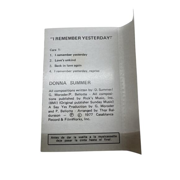 Vintage Cassette Donna Summer I Remember Yesterday 1977 Spain Release - Picture 8 of 9
